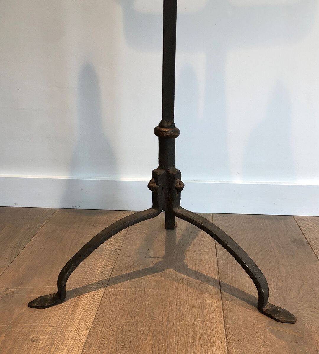 Parquet Floor Lamp in Wrought Iron and Gilded Iron, Art Deco, French Work,
