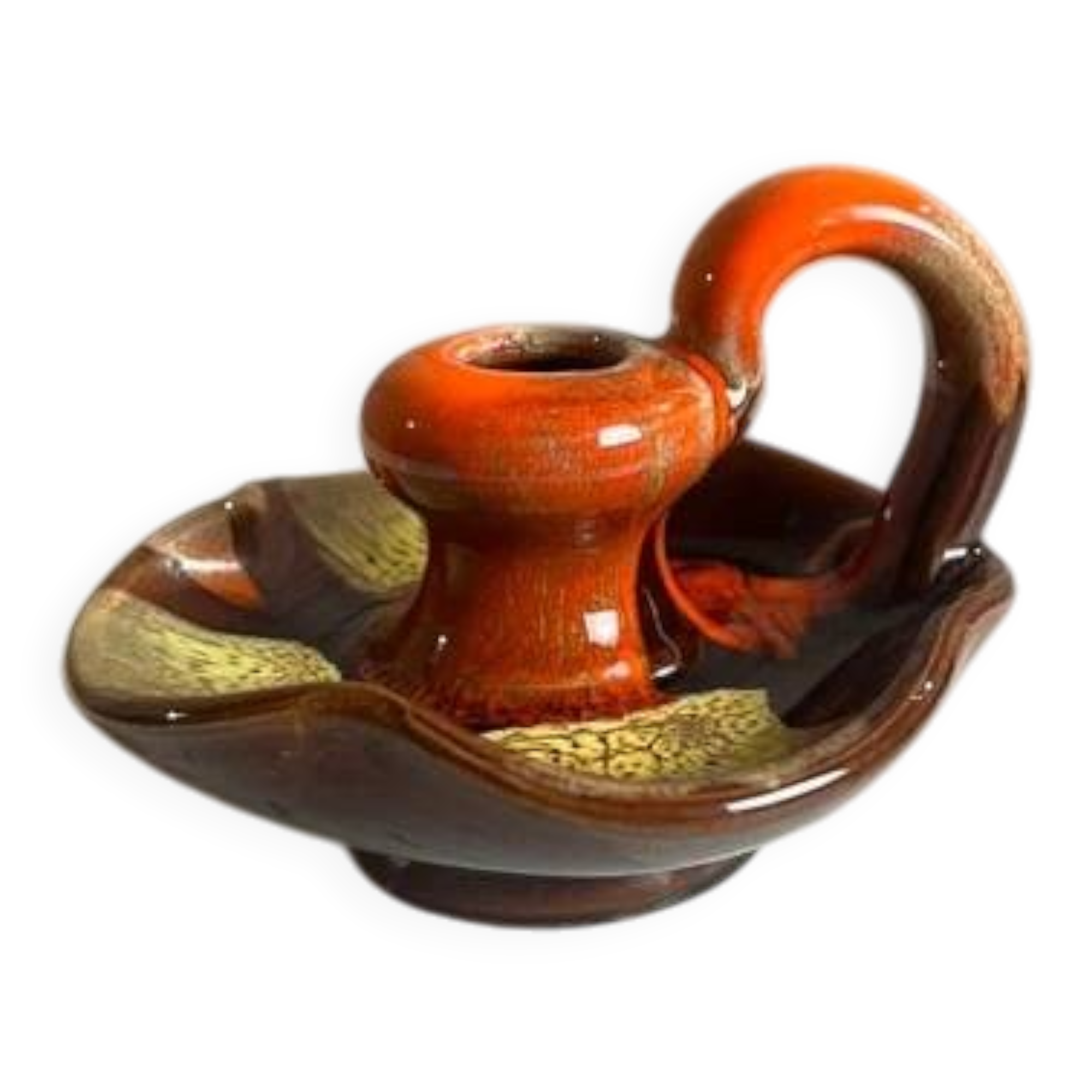 Vallauris flamed ceramic candlestick