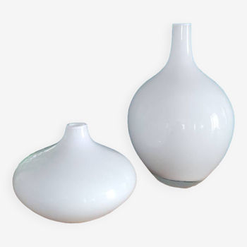 Duo de vase opaline blanc Ikea vintage