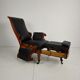 Fauteuil de bibliothèque ancien du XIXe siècle par Horrix – cuir noir