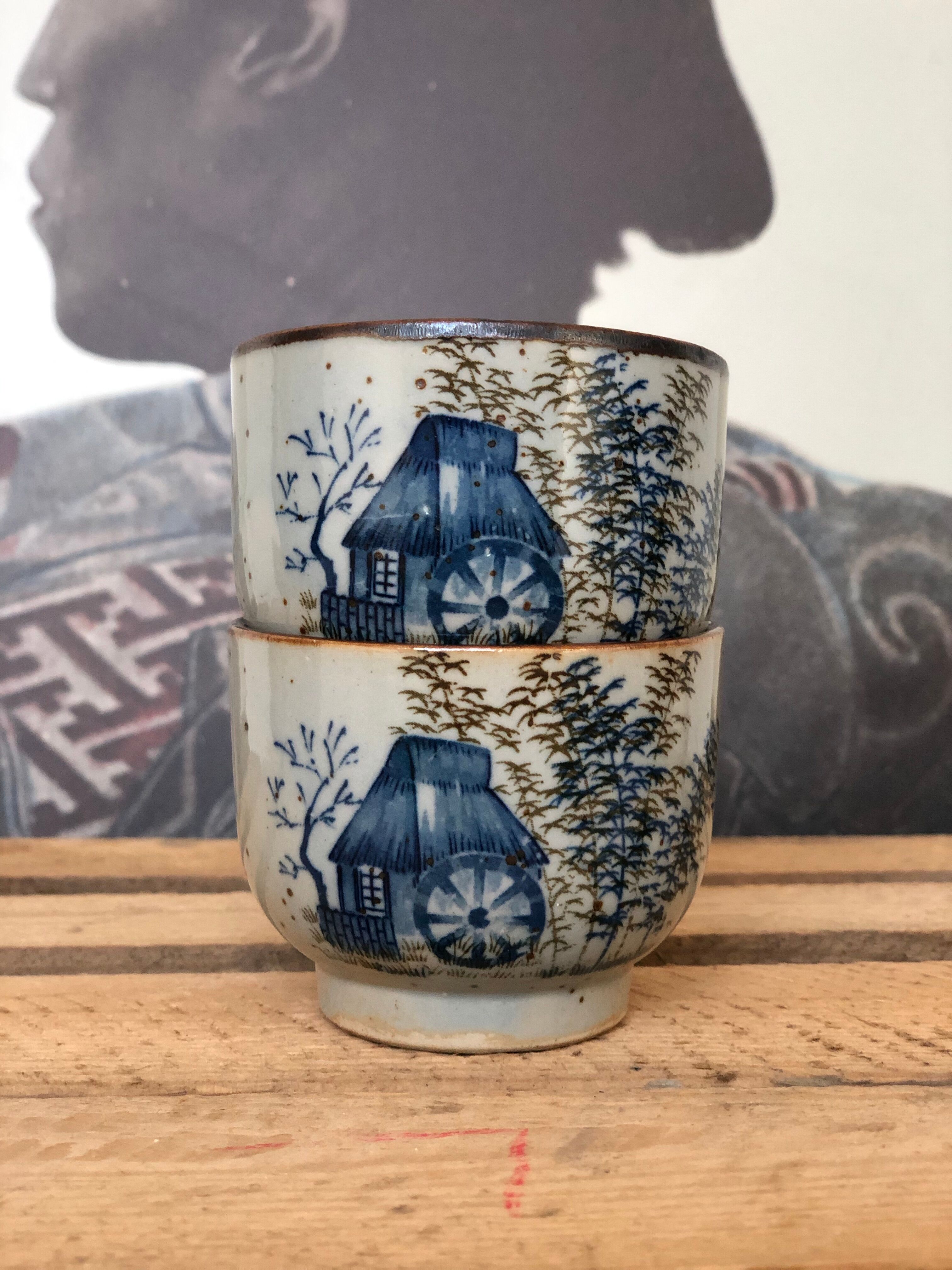 Coffee cups duo Jane Chinese motif