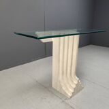 Vintage travertine console table in the manner of Carlo Scarpa , 1970s