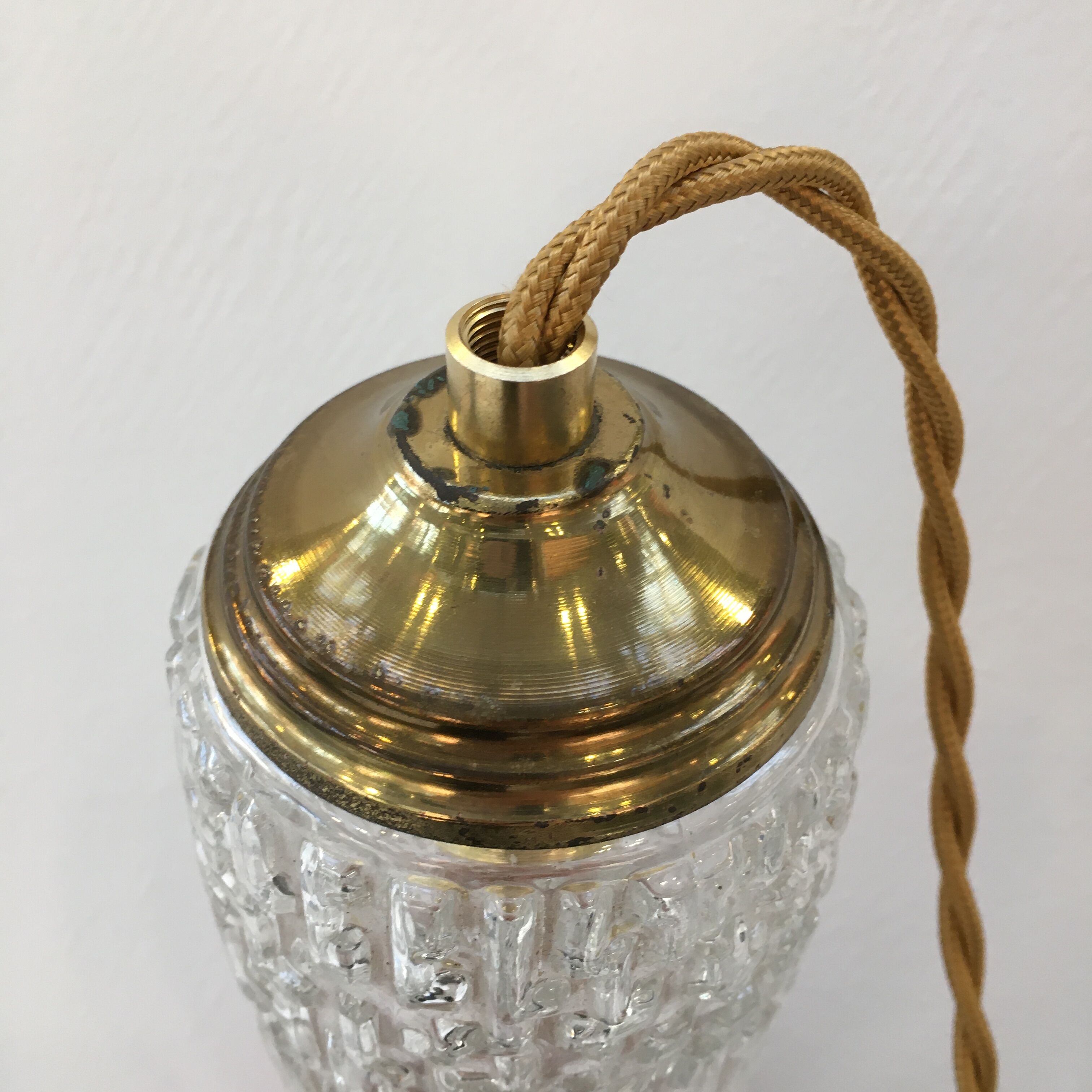 Vintage pressed glass pendant lamp