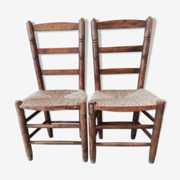 Paire de chaises paillage vintage anciennes