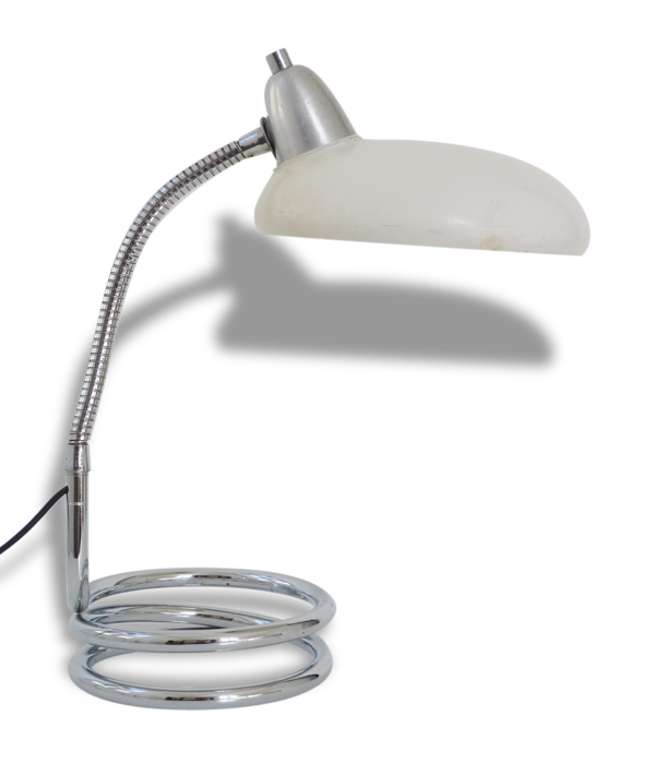 Lampe de bureau ou chevet années 60 avec pied ressort en chrome vintage 60's