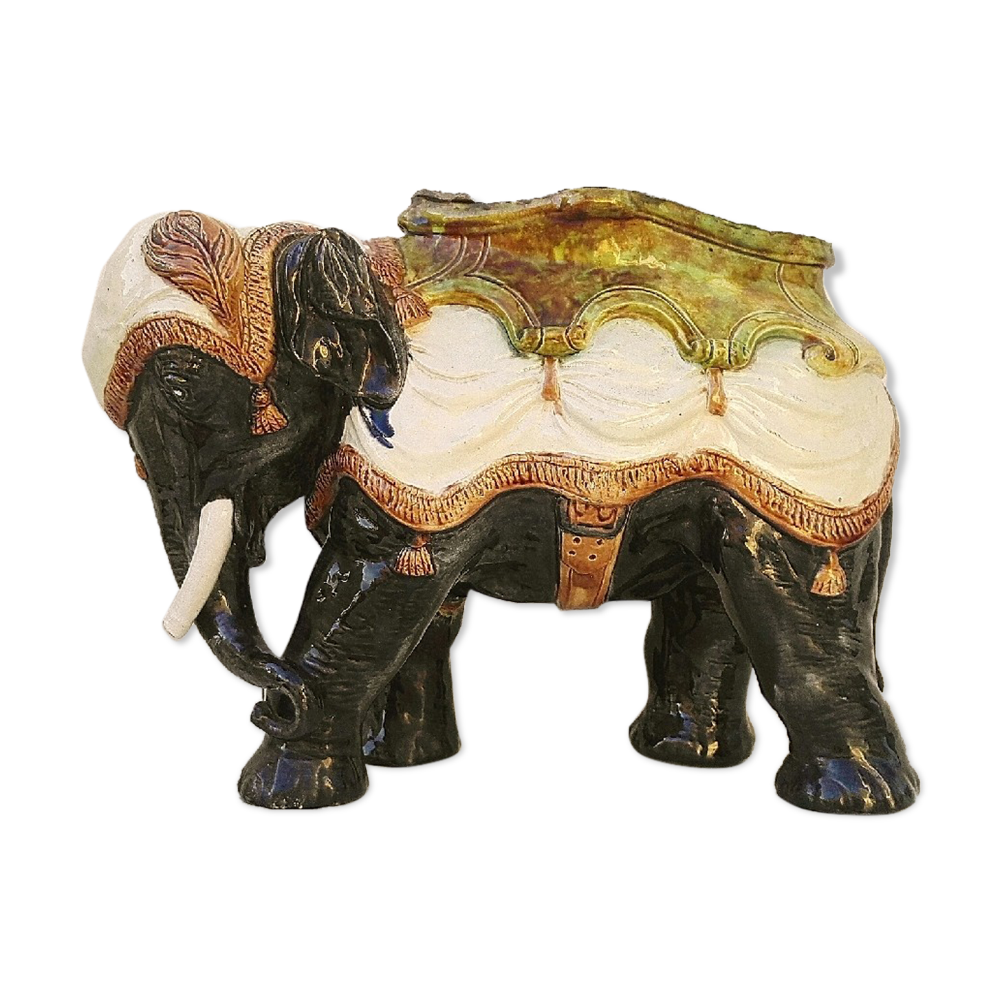 Former majolica slurry elephant planter