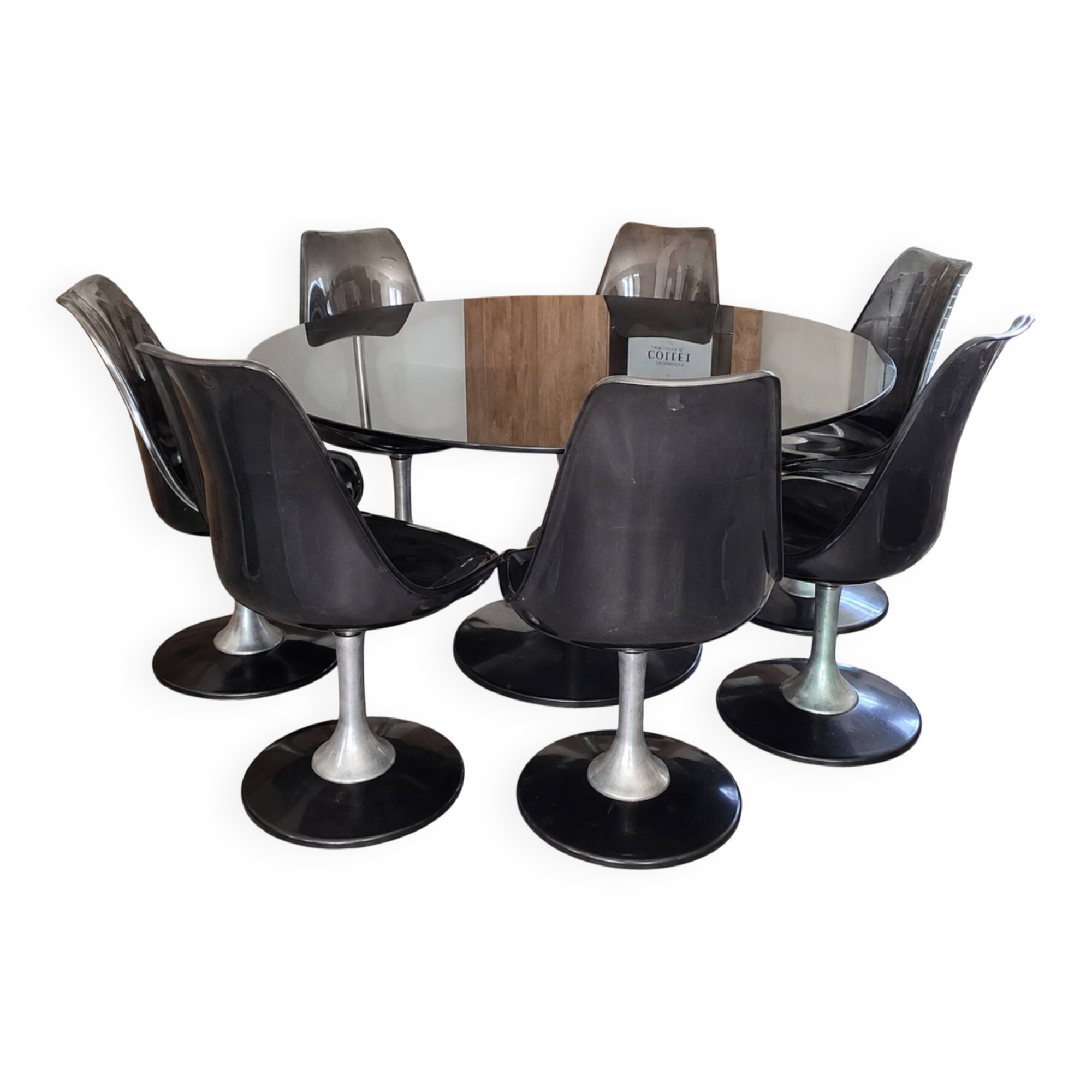 Ensemble table et six chaises Chromcraft space age années 70