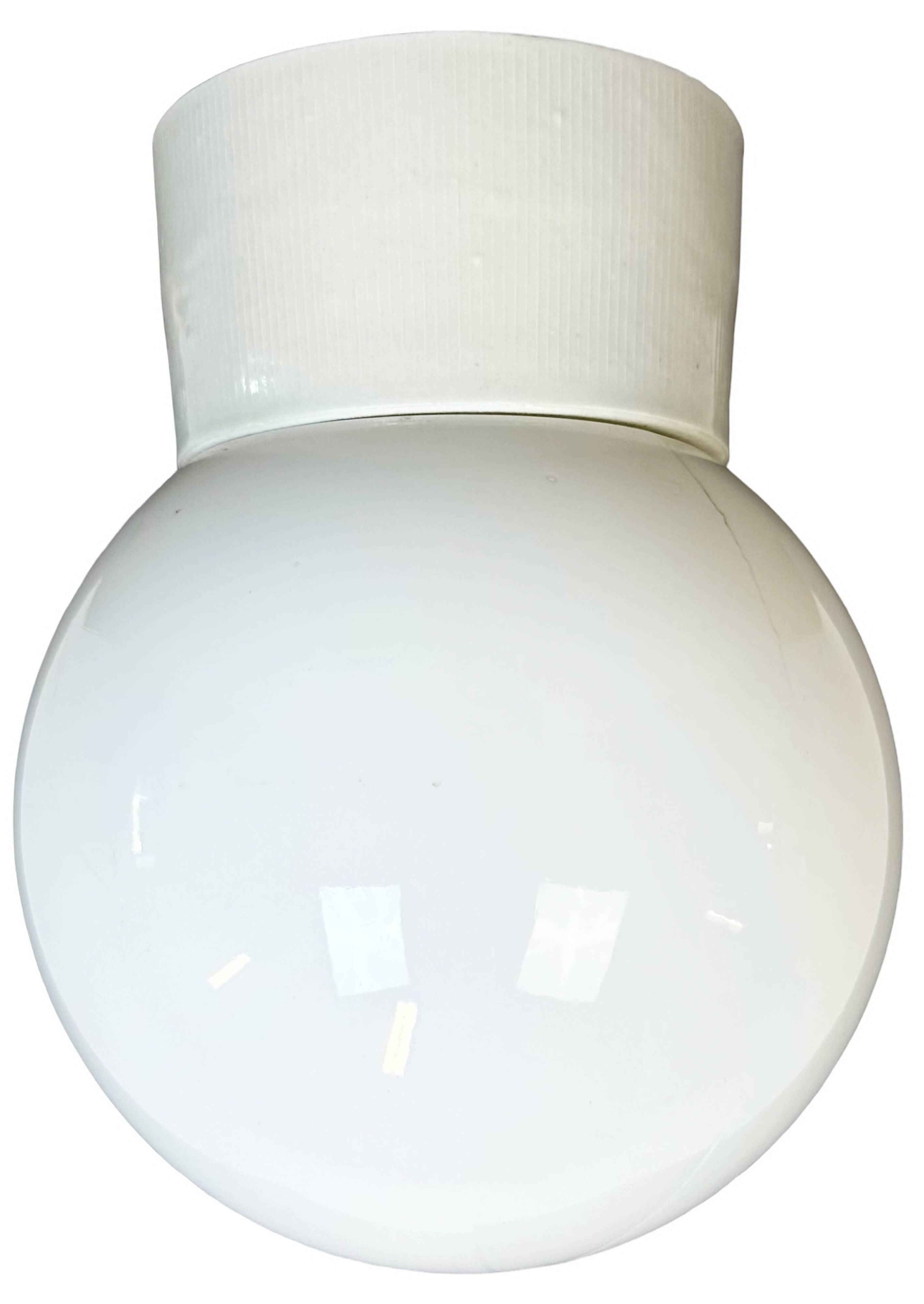 Vintage White Porcelain Ceiling Light with Milk Glass, 1960s