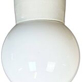 Vintage White Porcelain Ceiling Light with Milk Glass, 1960s