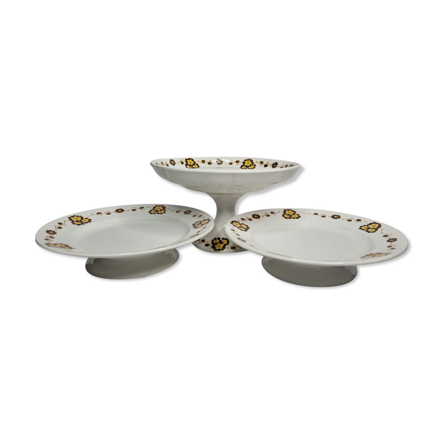 Set of three compotiers and presentation dishes "Boch Frères" (Made in Belgium)