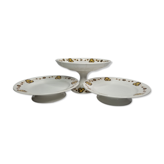 Set of three compotiers and presentation dishes "Boch Frères" (Made in Belgium)