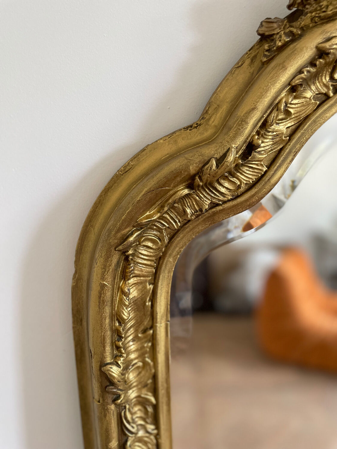 Large old Louis-Philippe shell mirror 165x97 cm