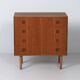 Danish teak chest of drawers, 1960s – 4 drawers, key and recessed handles