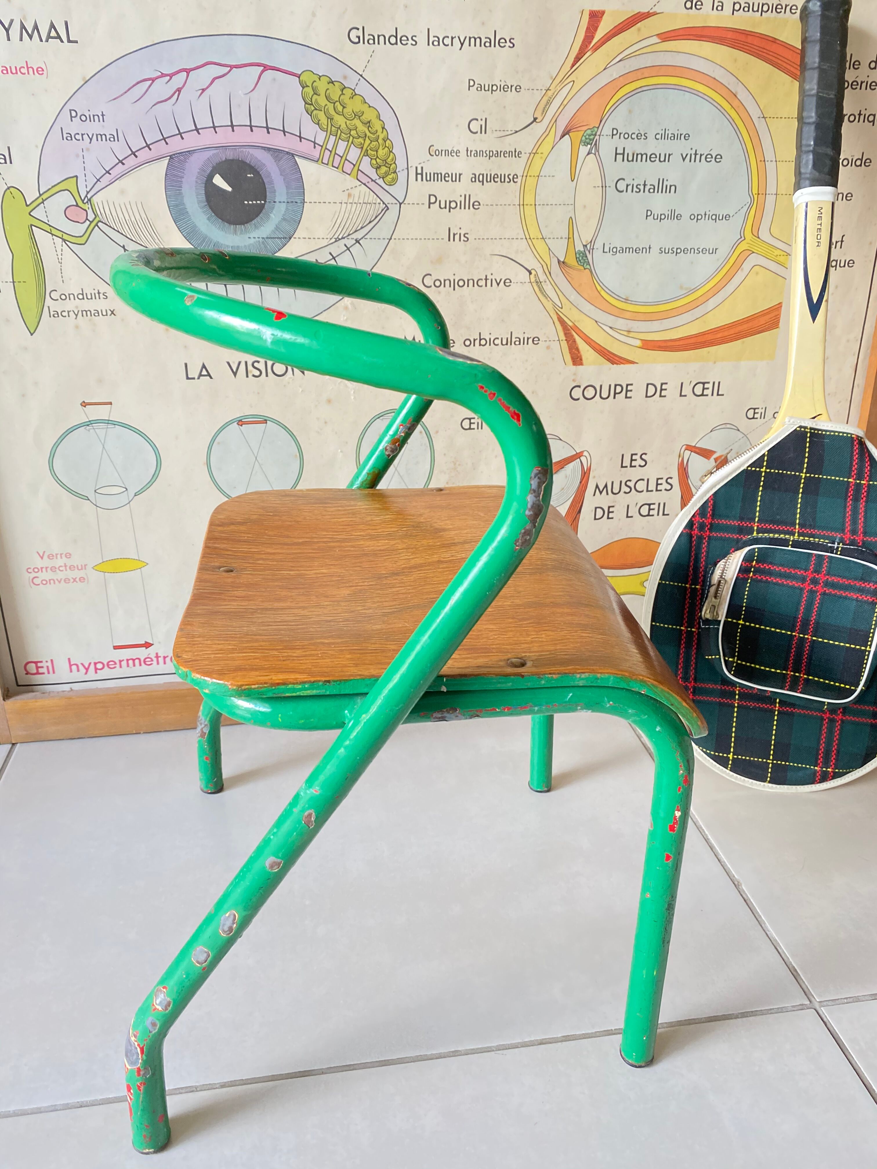 Chaise écolier enfant vintage Jacques Hitier