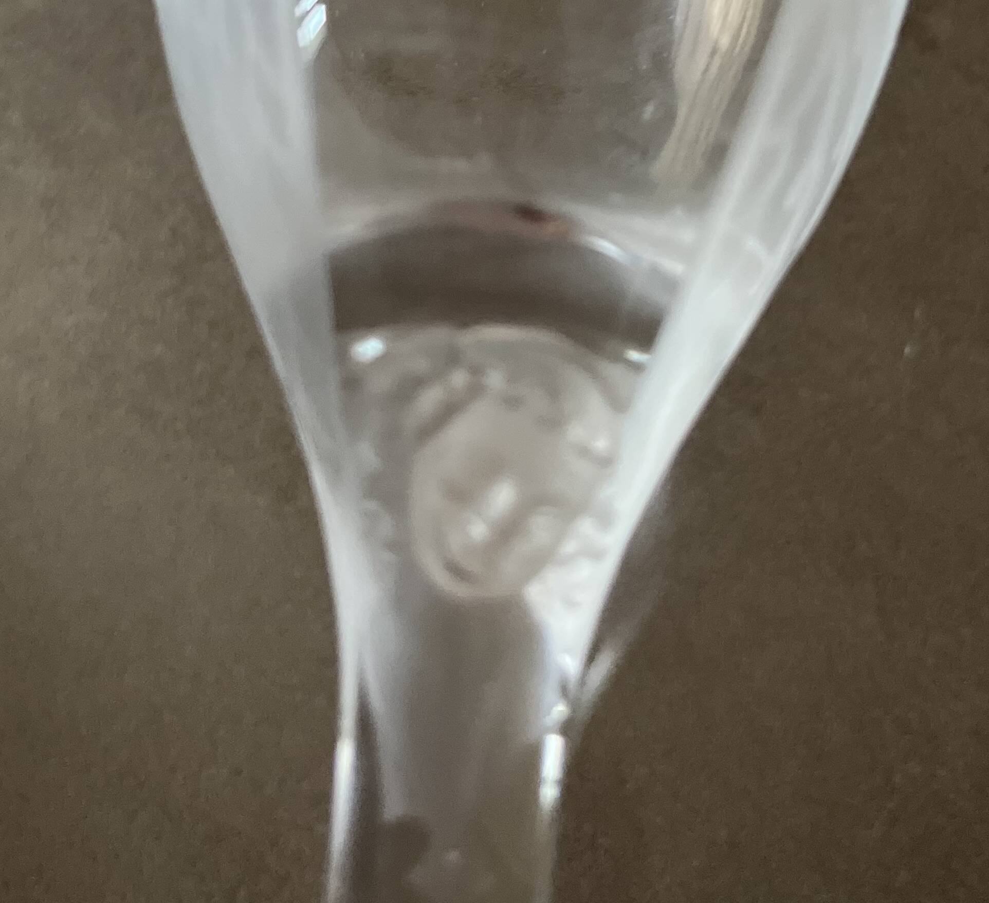 Set of two champagne glasses, crystal, Lalique France, angel model.