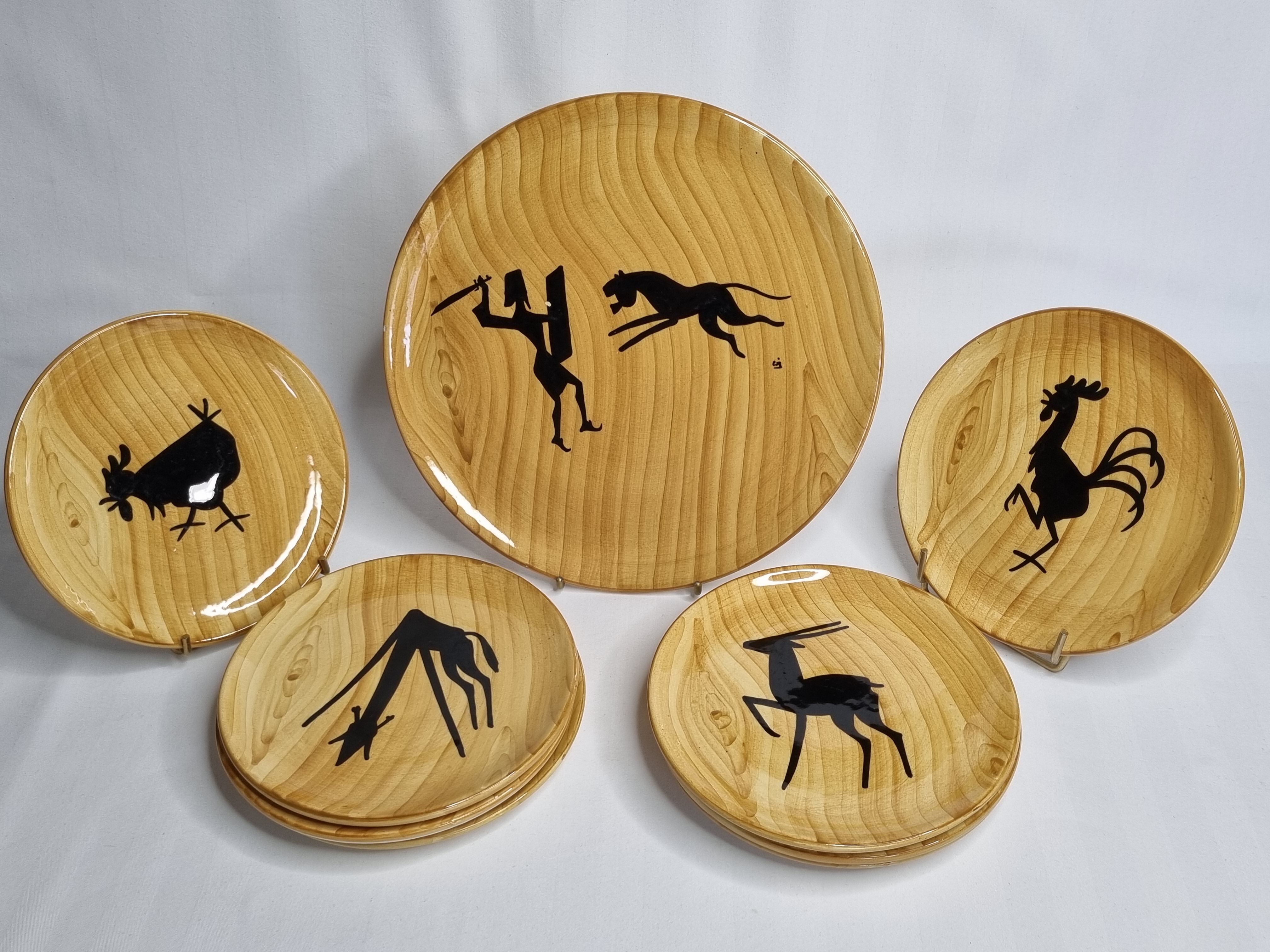 Dessert service Grandjean Jourdan Vallauris, 9 pieces