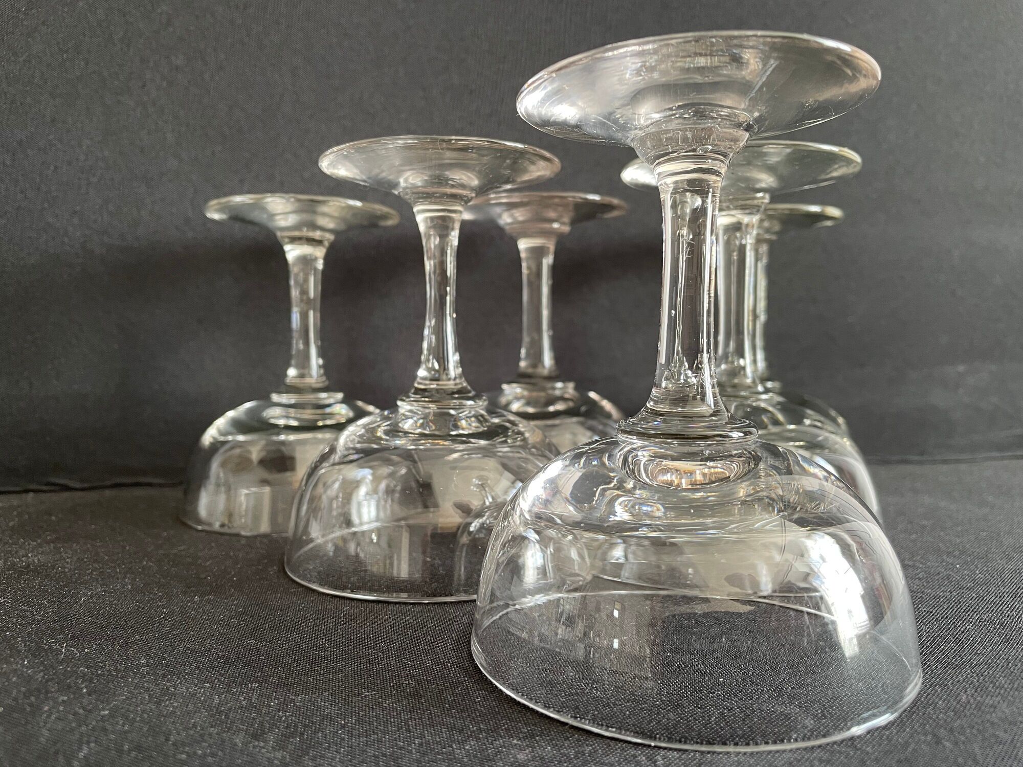 Lot de 6 coupes à champagne, Napoléon III, 1/2 cristal soufflé et taillé