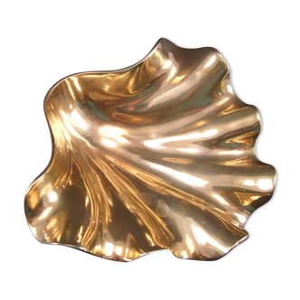 Empty pocket vintage ring cup in solid brass shell tripod 1970