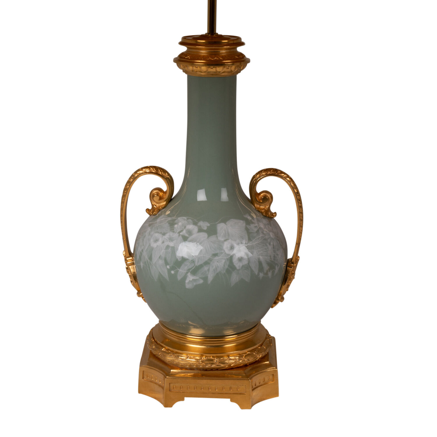 Pair of lamps in celadon porcelain and bronze, circa 1880