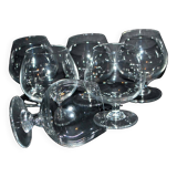 Set of 6 crystal digestive balloon glasses - vintage rum cognac glasses