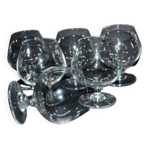 Set of 6 crystal digestive balloon glasses - vintage rum cognac glasses