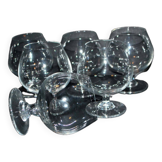 Set of 6 crystal digestive balloon glasses - vintage rum cognac glasses