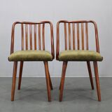 Ensemble de quatre chaises de salle à manger Šuman en hêtre, style milieu du siècle, datant des années 1960, avec revêtement restauré.