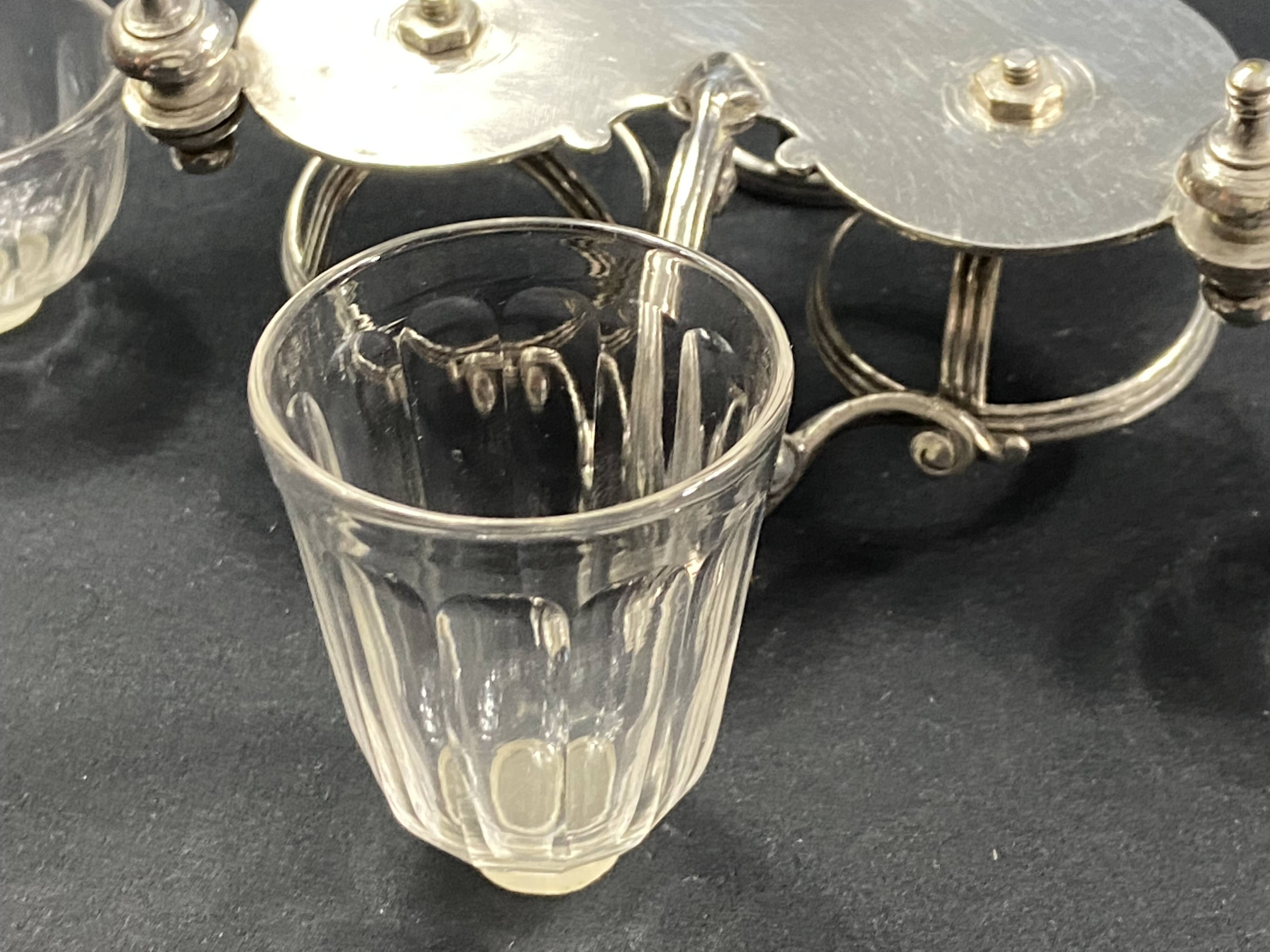 19th century Louis XV style condiment holder, silver or silver-plated metal frame