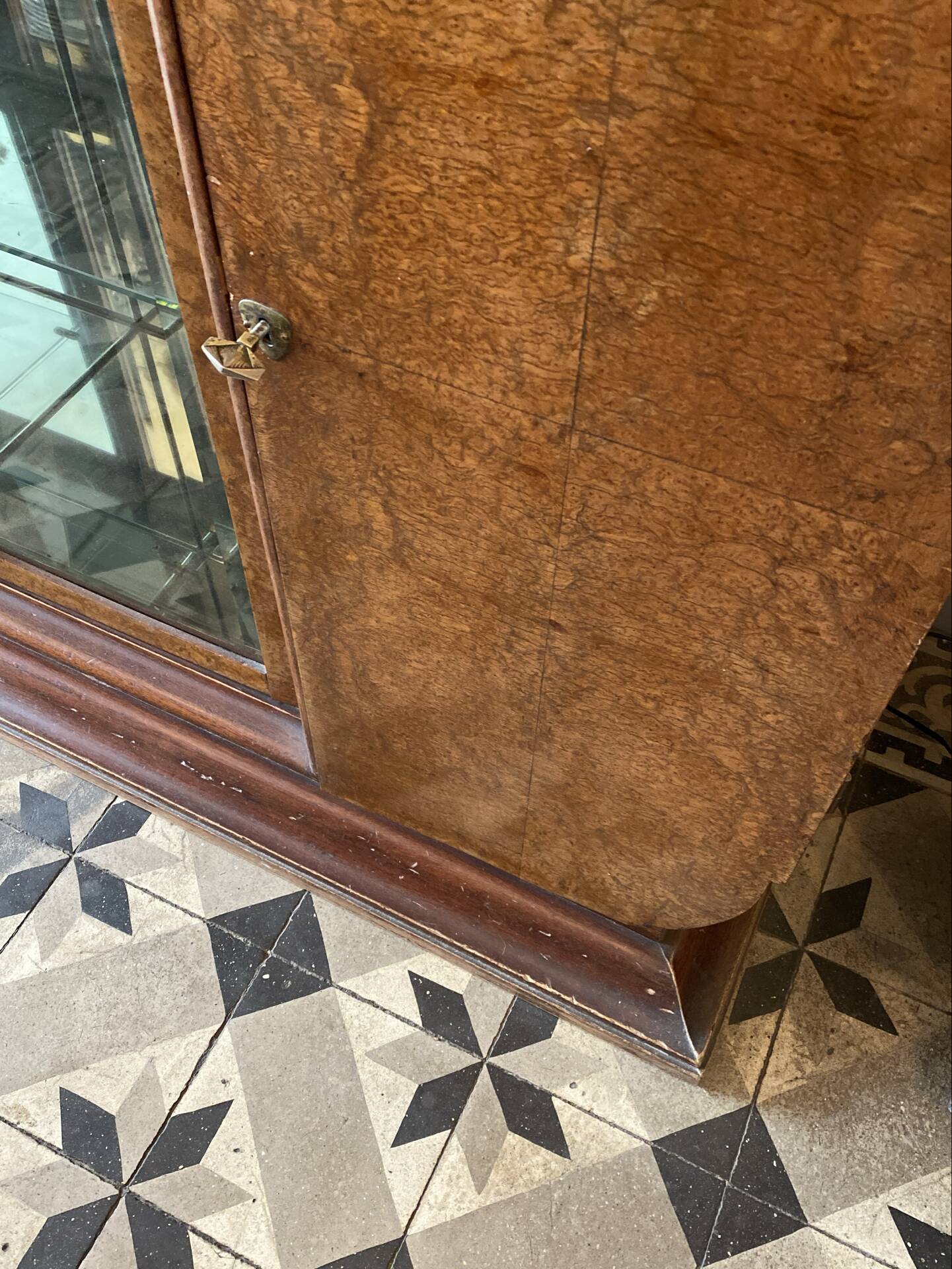 Art Deco wooden sideboard with mirror and marble