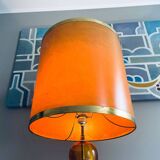 Large Regency style amber lucite table lamp