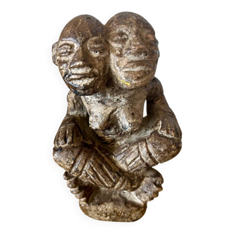 Bakongo congo terracotta statuette late 19th dual protective divinity
