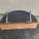 Wall coat rack two old metal hooks on vintage varnished wood