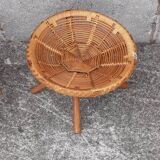 Low wicker and rattan stools, 1970s. (Set of 3)