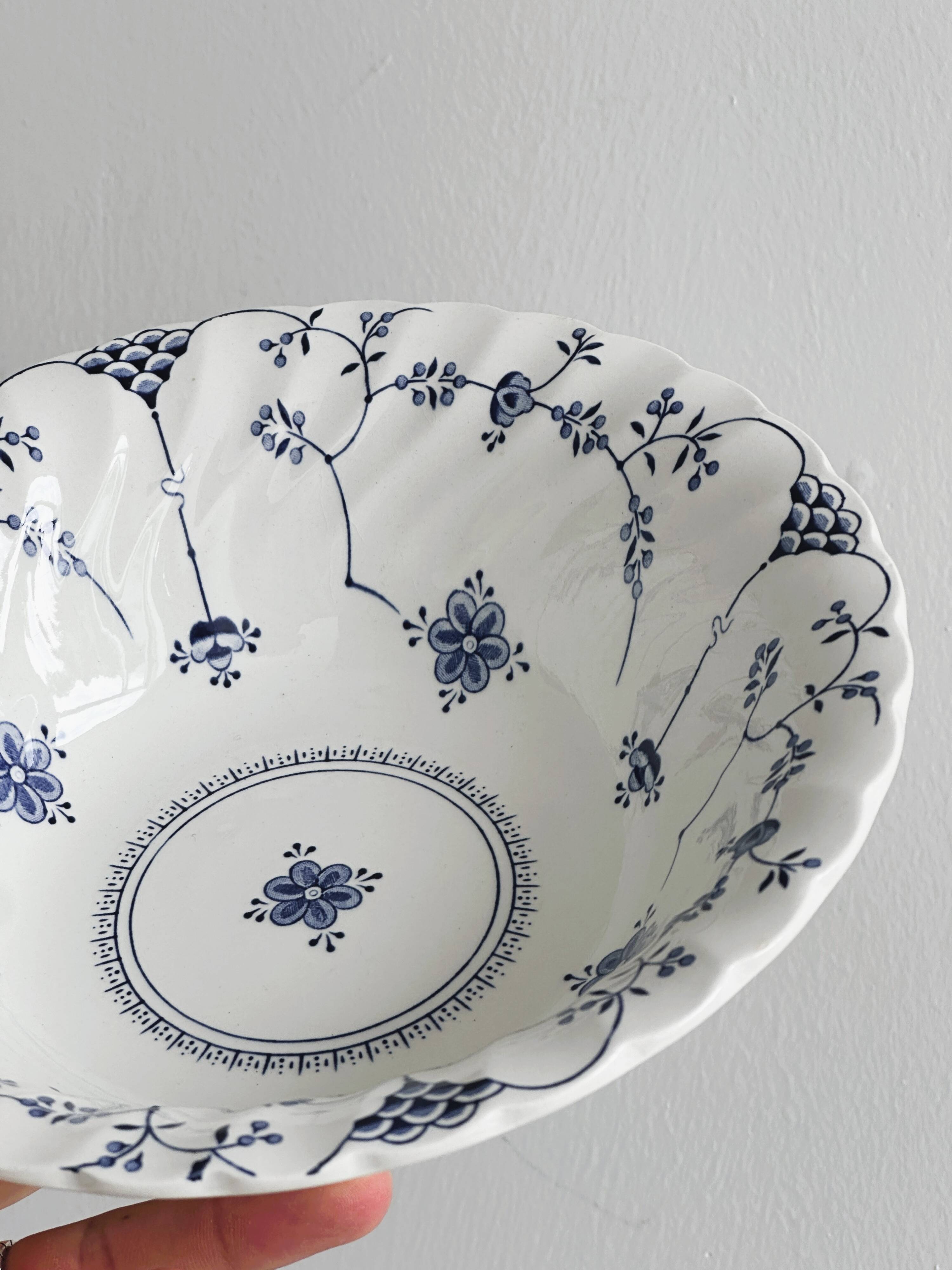Small Myott porcelain salad bowl, blue floral decoration