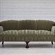 1950s, 3-seater Danish sofa, green furniture velour, teak wood.
