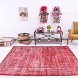 Distressed red carpet 241x165cm