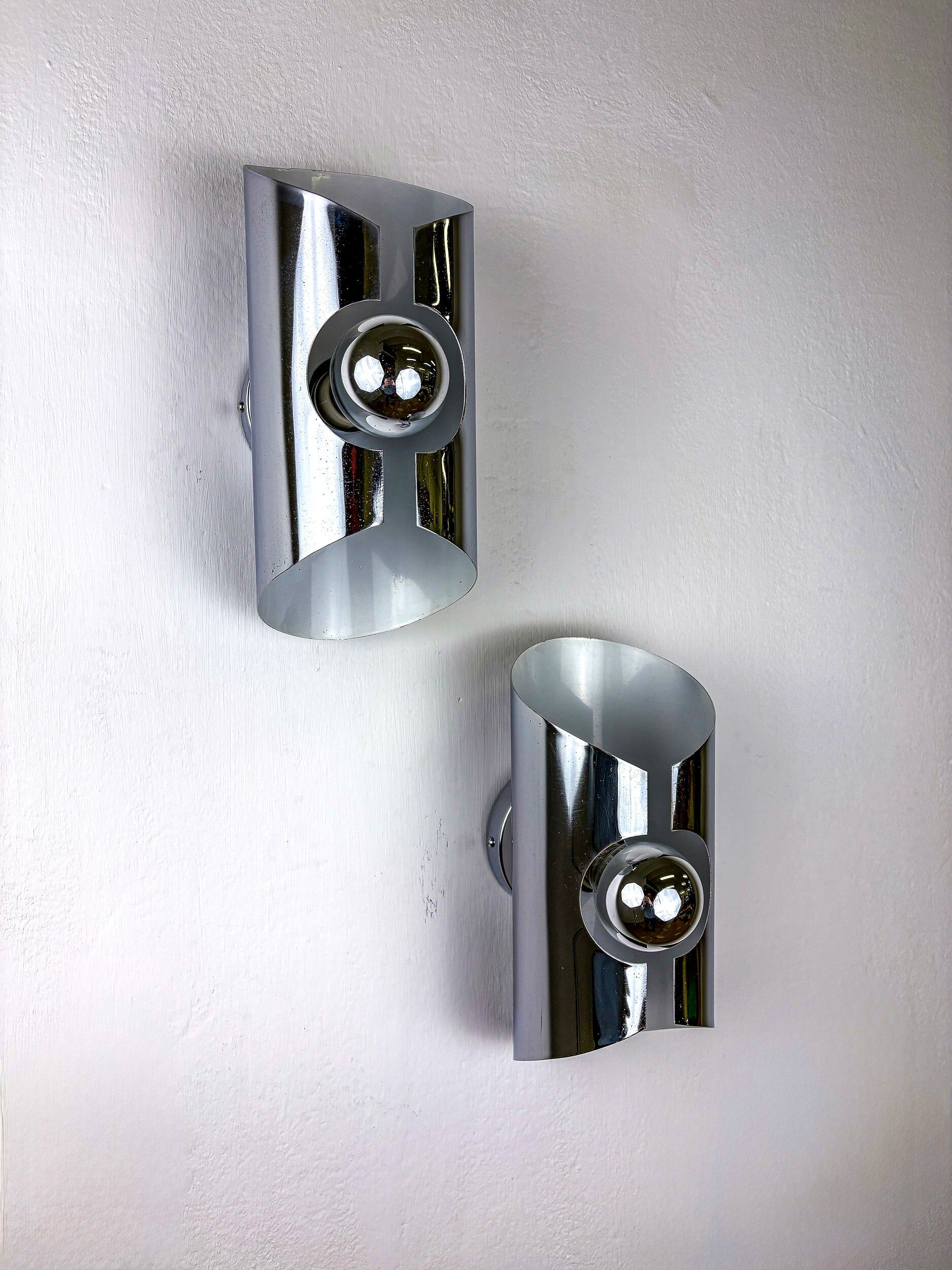 Pair of Space-Age wall sconces, Max Sauze's style, France, 1970s