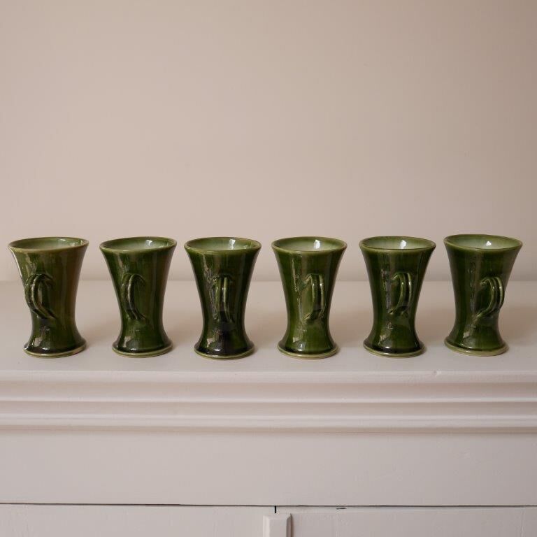 Set of 6 green mazagrans