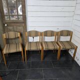 4 vintage self chairs from the 60s with wool seats