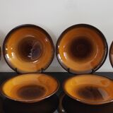 6 vintage hollow plates Longchamp slurry brown caramel