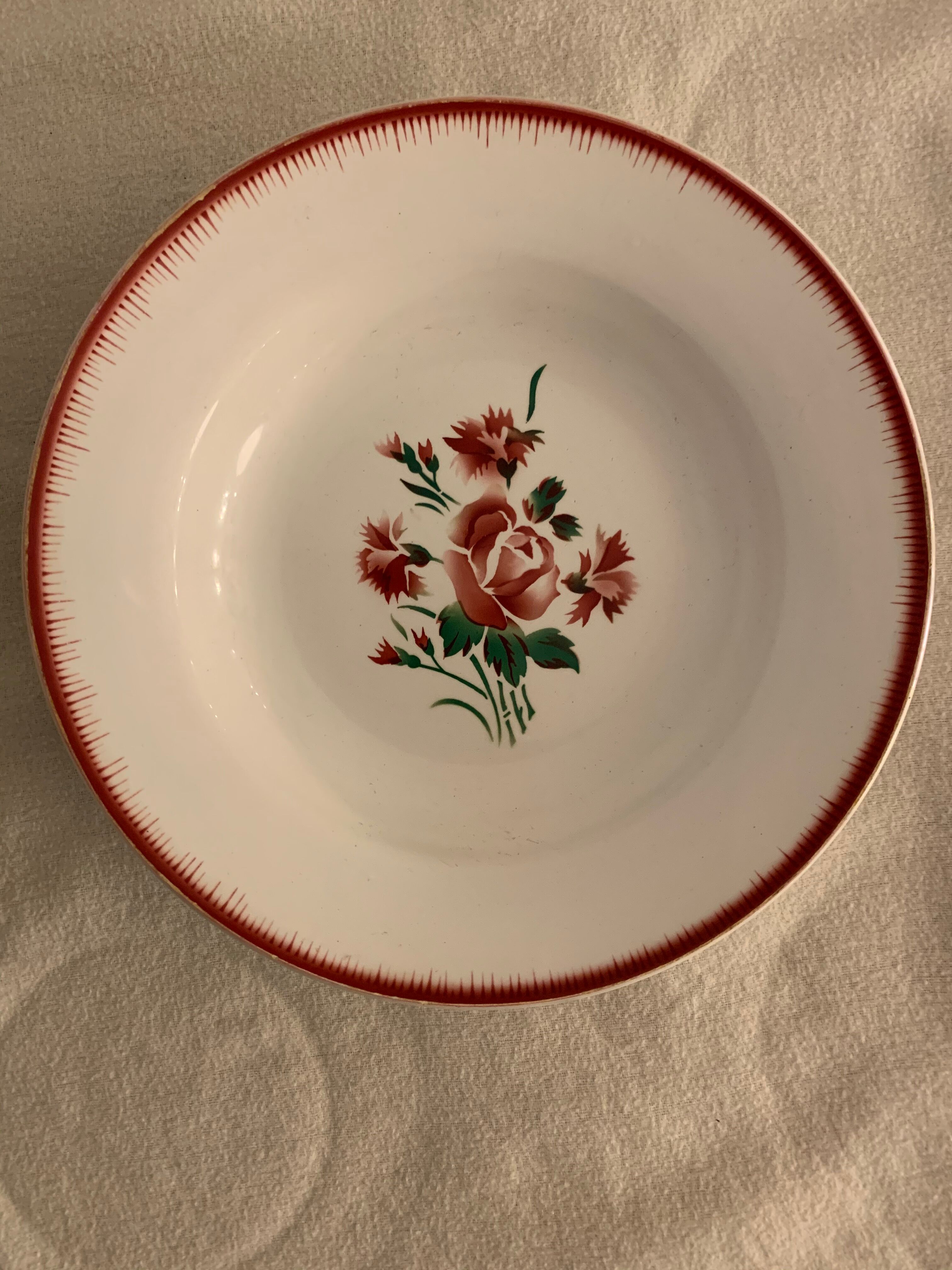 Set of 8 hollow plates made of ancient red earthenware Digoin Sarreguemines