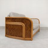 Sofa bamboo and rattan with graphic fabric