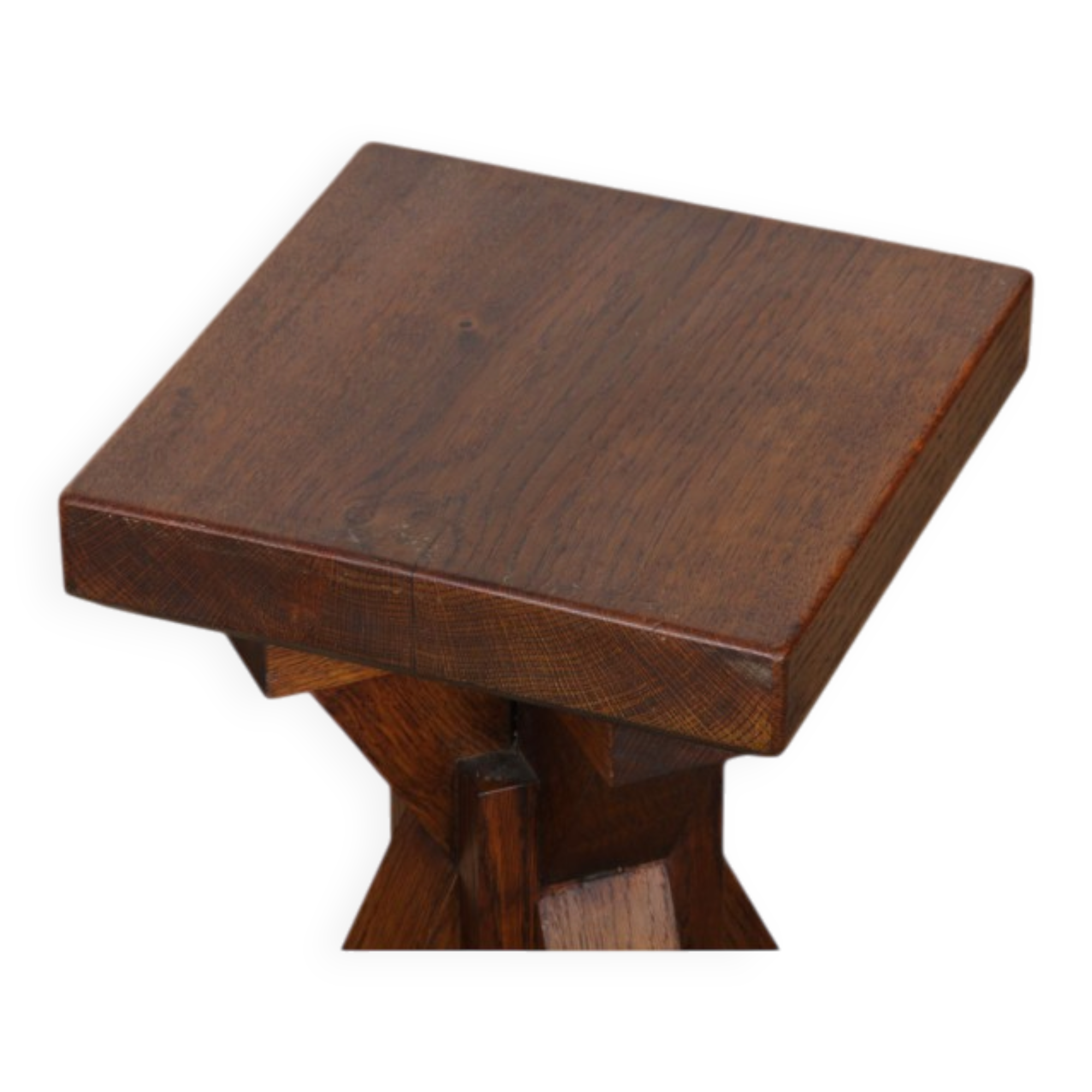 Pair of solid oak stools, French craftsmanship, 1960.