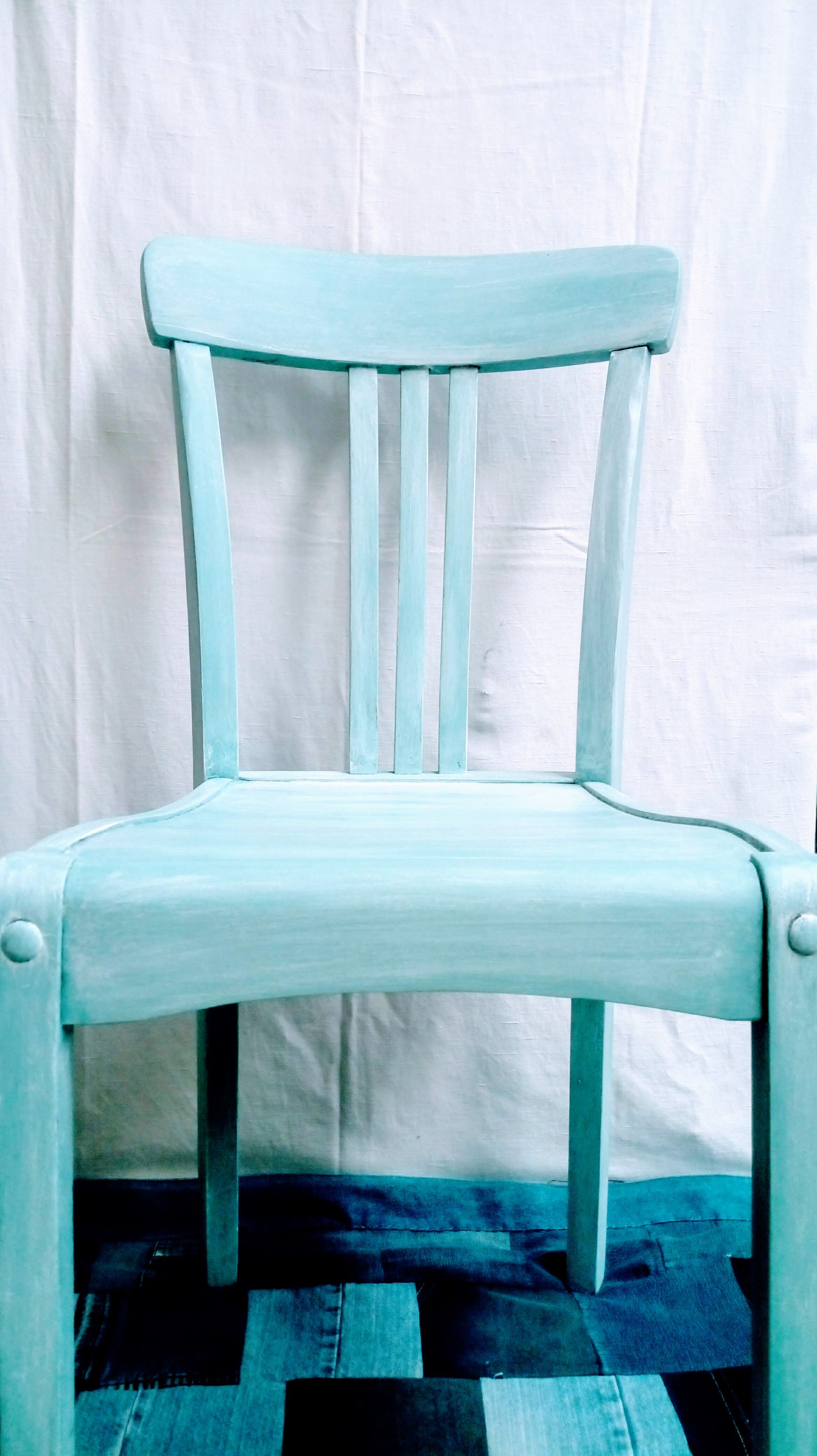 Patinated old blue bistro chair