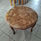 Old marble and wood coffee table from the 50s