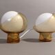 Pair of bedside lamps Italy1960/1970 in glass and white opaline.