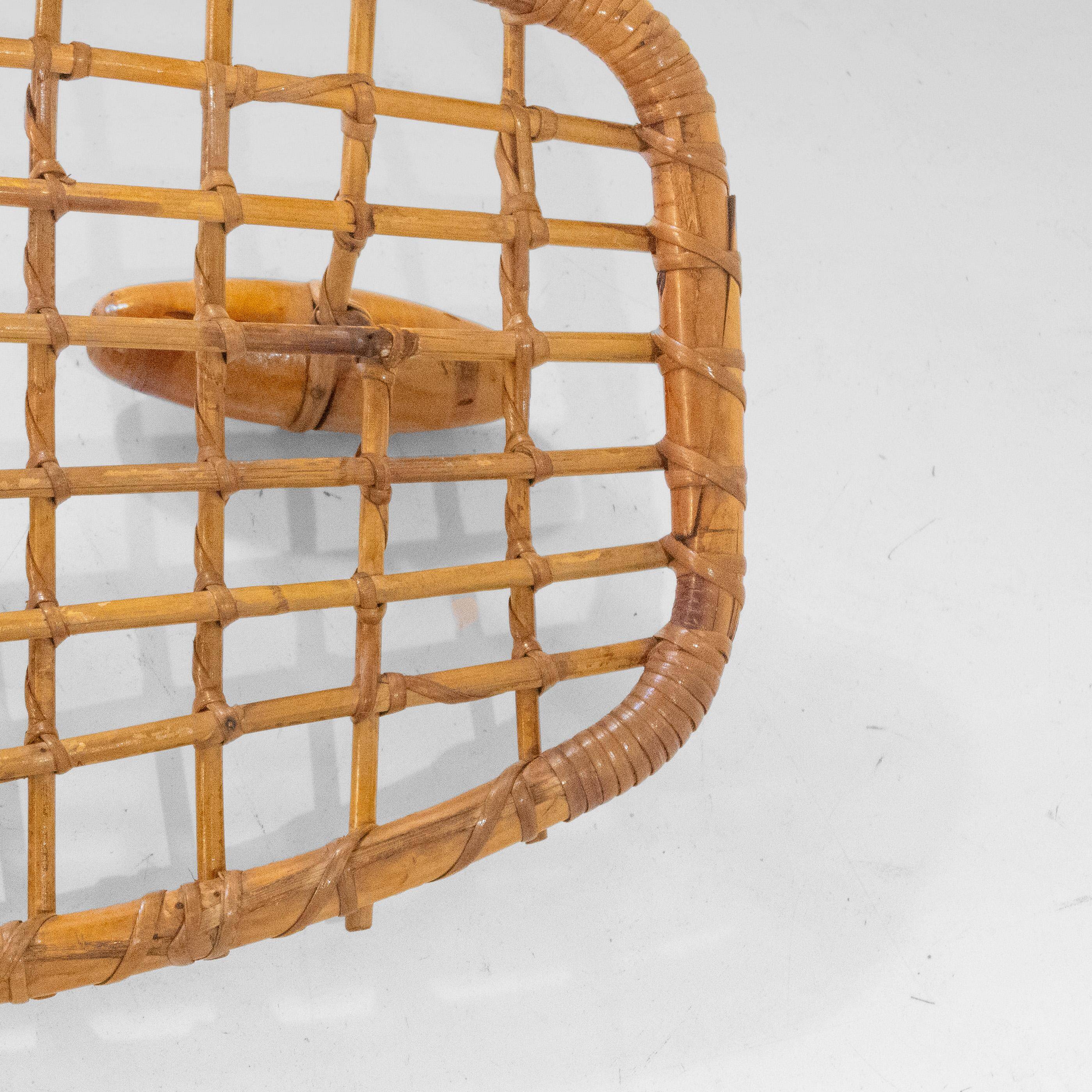 Italian Mid-Century Bamboo and Rattan Coat Rack by Bonacina, 1960s