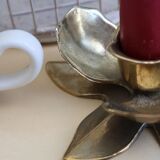 Golden brass candle holder