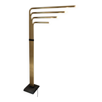 Lampadaire vintage 1970 réglable doré design Goffredo Reggiani