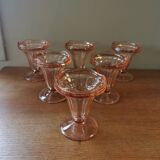 Set of 6 vintage pink glass ice cream cups